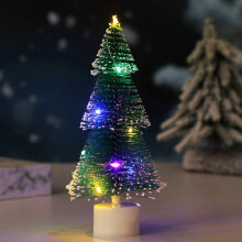 Mini sapin de Noël LED coloré - Décoration de table en céramique avec lumières LED chaudes, décorations de fête d'intérieur, cadeau de Noël