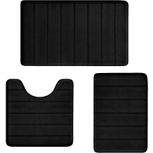 Ensemble de tapis de bain lavande 3 pièces : tapis ultra-doux à rayures antidérapantes en mousse à mémoire de forme, absorbants et