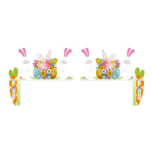 Ensemble de décoration d'angle de porte pour Pâques – Cadre en bois en forme de lapin, décoration amusante pour la maison et les fenêtres,