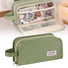 Large Capacity Pencil Case Pouch Big Capacity Pencil Case Storage - 3-Compartment Aesthetic Pen Box for Adults/Students