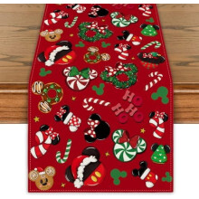 Chemin de table de Noël 183 cm - Motif souris de dessin animé, décoration hivernale de Noël, compatible avec la décoration de fête à la maison