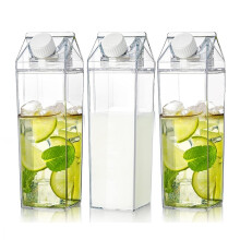 3-Pack 500ml Clear Plastic Milk Box, Leakproof Square Juice Bottle for Travel, Camping, Sports – Compatible with Standard Bottle Holders