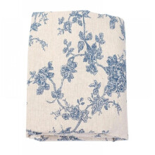Nappe champêtre, nappe rétro en coton et lin à motifs floraux, bleue