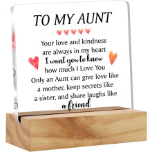 Cadeau pour tante – Plaque de bureau en acrylique avec support en bois, « Ton amour et ta gentillesse sont toujours dans mon cœur » – Souvenir