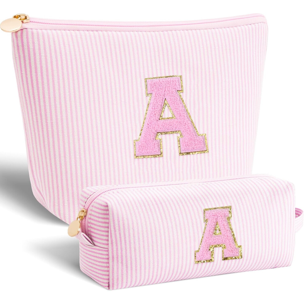 Makeup Bag Set Initials Cosmetic Bag,Birthday Teacher Graduation Gifts,Teen Girls Gift Trendy Stuff Toiletry Bag Travel