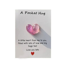 Pocket Hug Heart with Greeting Card – Cute Heartwarming Gift for Birthday, Valentine's, Thanksgiving | 1 Stone + 1 Card
