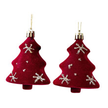 2 Pieces Christmas Tree Hanging Decorations Pendants Party Supplies Flocking Christmas Baubles for Porch Anniversary Festival