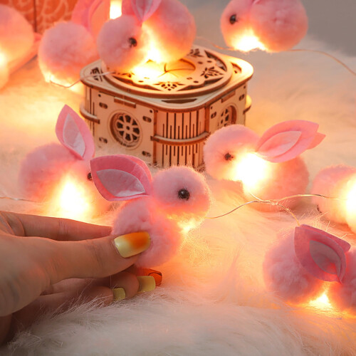Guirlande lumineuse Lapin de Pâques Rose LED 6 m
