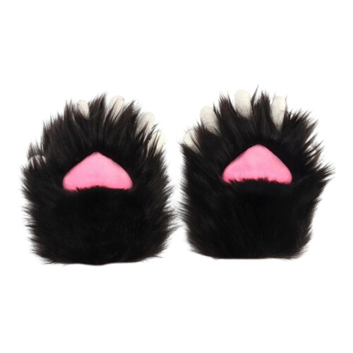 Γάντια Cat Paw Γάντια Cosplay με βελούδινα γάντια μαύρο ροζ