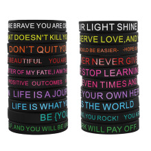 Assorted 20 Silicones Inspirational with Motivating Quote Wristbands Bracelets for Parties and Classroom Rewards