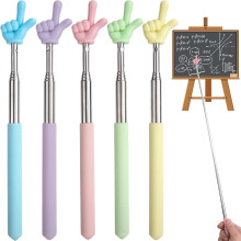 5pcs Retractable Teacher Pointer Sticks (Blue+Purple+Yellow+Green+Pink), Compatible with Classroom & Reading