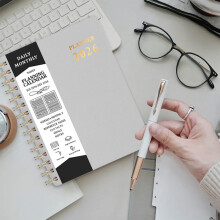 Agenda A9 à spirale 2026 – Double spirale, papier épais, couverture rigide, pochette intégrée, mise en page hebdomadaire/mensuelle, compagnon