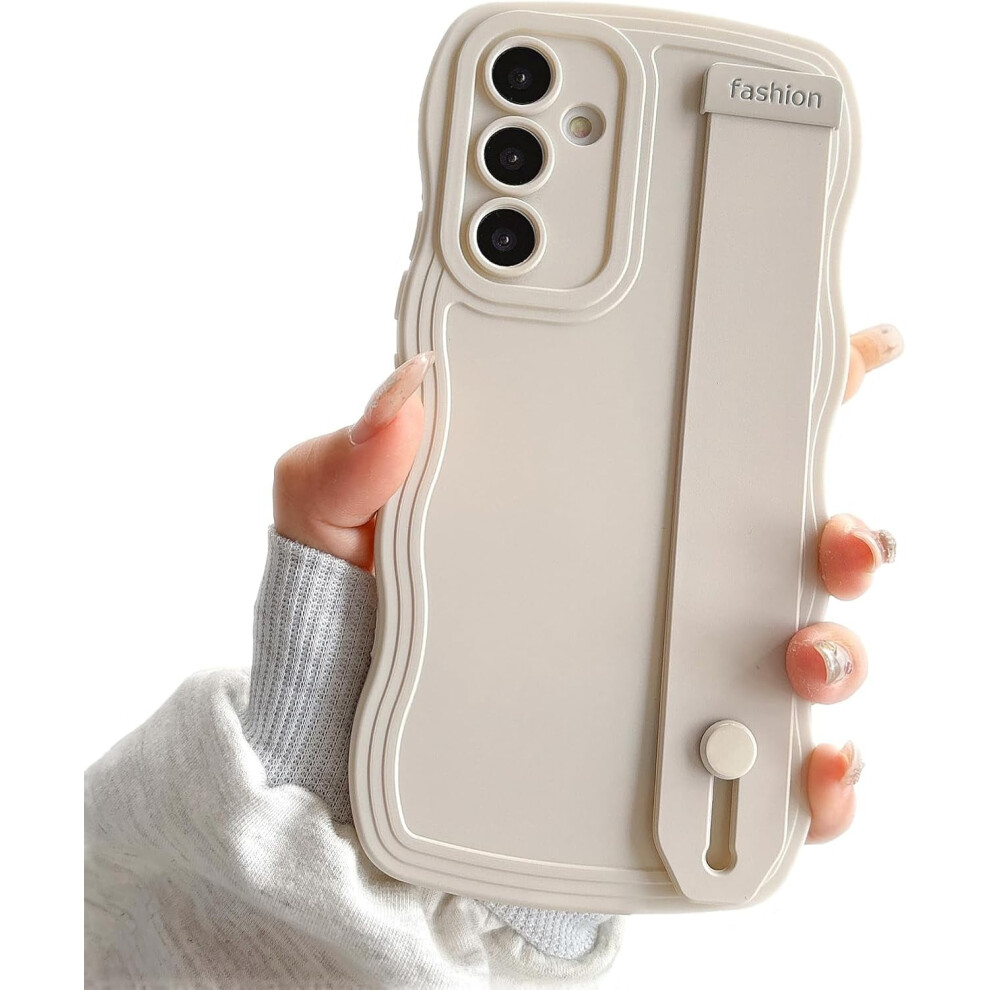 Compatible With Samsung Galaxy A14 5G Phone Case Â Curly Wave Frame, Wrist Strap & Kickstand, Soft Camera-Protective Cover White 9402001218490