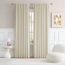 Buttercream Beige Blackout Curtains 52x45", 2 Panels, Short Drapes for Small Windows, Back Tab & Loop Pocket