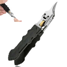 Juego de cortaúñas negro antideslizante con cuchillas curvas.