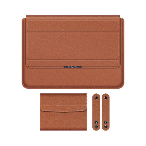 Capa para laptop de 13 a 14 polegadas com suporte, revestimento em couro PU, fecho magnético, resistente a arranhões – compatível com MacBook,