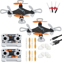 Mini-Drohne mit LED, Höhenhaltung und Propellerschutz – Einfache Stuntflüge, 360-Tricks, Indoor/Outdoor-RC-Drohne (2Schwarz)