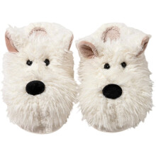 Søde bomuldstøfler til kvinder, tegneseriehundedesign, skridsikre, tykke såler, varme fleece-damesko, bløde såler, vinterhussko