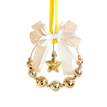 Guirlanda de Natal para carro, enfeite para pendurar com laços, bolas e estrela, ideal para decoração de porta e árvore de Natal, para uso