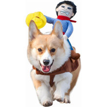 Kostým kovbojského jazdca pre psov, oblečenie v rytierskom štýle s bábikou a klobúkom na Halloween, kostým pre domáce zvieratá (S)