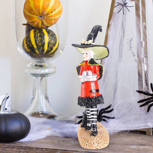 Άγαλμα Μάγισσας για το Halloween από Ρητίνη με Καζάνι | Εσωτερική/Εξωτερική
