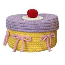 Panier de rangement tissé à la main avec couvercle anti-poussière, panier à cosmétiques tissé, organisateur de bureau résistant à l'humidité.