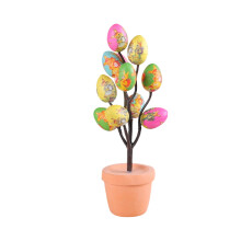 Künstlicher Ostereier-Pflanztopf mit Cartoon-Ostereiern – Oster-Tischdekoration C, bedruckter Ostereier-Blumentopf, Frühlings-Gastgeschenk
