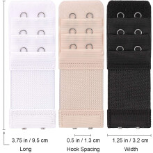 6 Pieces Women's Soft Comfortable Elastic Bra Extenders Bra Extension Strap 2 Hook 3 Row Lady's Bra Extender Bra Band