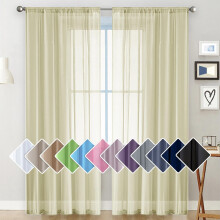 Semi-Sheer Curtains 52x84 in, 2 Panels, Beige, Light Filtering, Rod Pocket, for Living Room & Bedroom – Compatible with Standard Rods