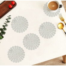5 pcs (only mats) coasters PVC European round spider web table mats hollow ins style household insulation mats waterproof non-slip table mats