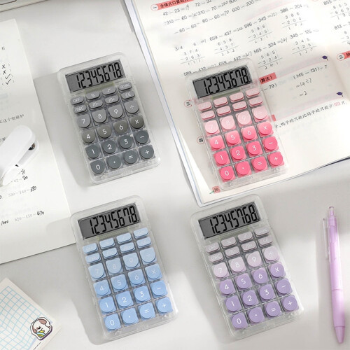 Transparent Gradient 8-Digit Mini Calculator Portable Desktop Device for Financial Operations and Office Study Needs