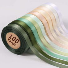 Pacáiste Ribín Satin 3/8 Orlach 100 Slat, 10 Slat/Rolla 10 Rolla Ribín Ceardaíochta Satin Dúbailte Glas Saoi le haghaidh Bronntanais, Maisiú
