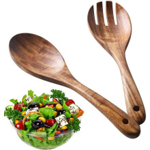 Acacia Wood Salad Tongs Set (2-Pc), Durable, Non-Toxic, Smooth, Indoor/Outdoor Use
