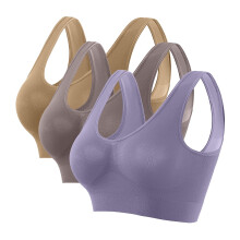 Dames 3-delige set naadloze sportbeha's, ultradunne, draadloze, ademende beha's voor yoga, fitness, hardlopen en workouts.