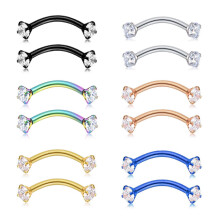 Eyebrow Ring Cubic Zirconia Wear-resistant Steel Body Piercing Jewelry Barbell for Women