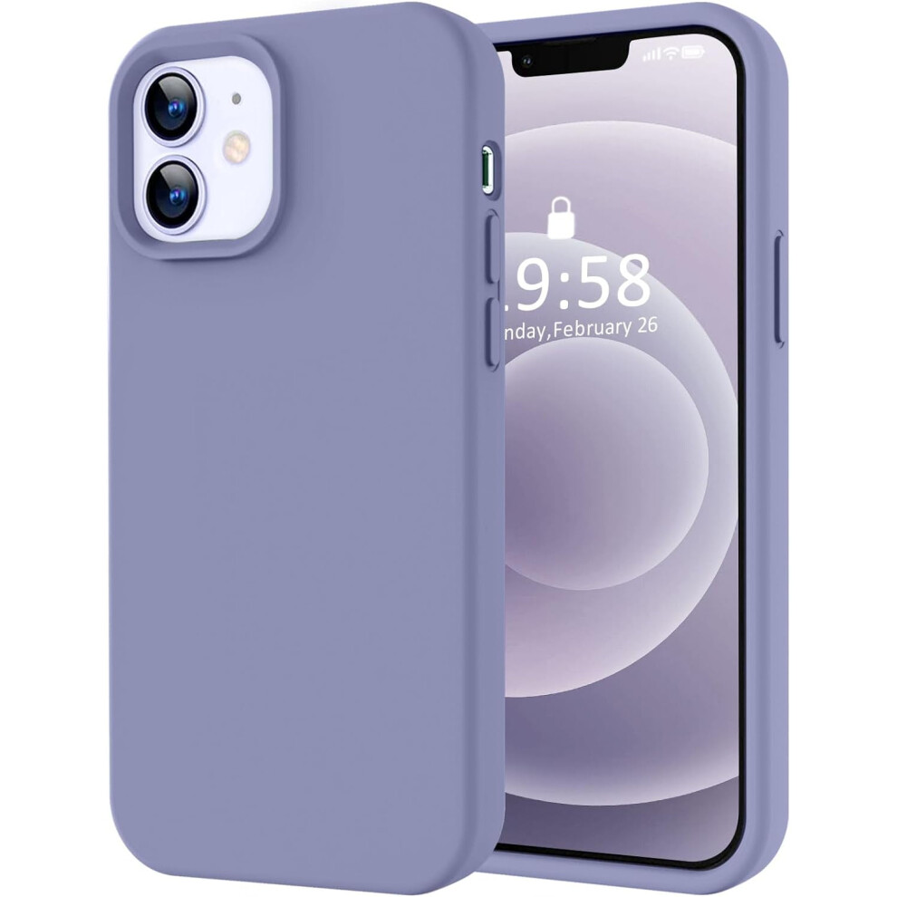 Compatible With Iphone 12 & Iphone 12 Pro Case – Premium Silicone, Soft Microfiber Lining, Shockproof, 6.1", Lavender Grey Purple,Grey 9377112531700
