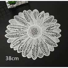 2 pcs (mats only) sunflower design hollow flower placemats round pvc hollow western placemats hotel high-end non-slip insulation mats