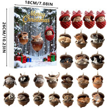 Forest Animal Acorn Ornaments Advent Calendar 24 Days
