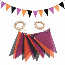 Guirlande de fanions en toile de jute multicolores, 12 pièces