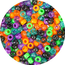 Halloween Pony Beads 6x9mm Orange Black Purple Green 1000