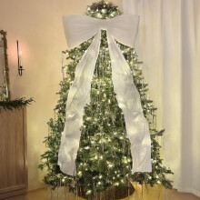White Velvet Christmas Bow for Tree Topper 6FT