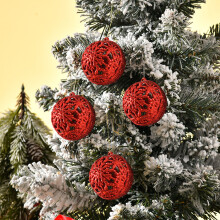 6-Pack Gold Christmas Ornaments Set Hollow Christmas Balls Tree Decorations - Holiday Hanging Party Decor(Red)