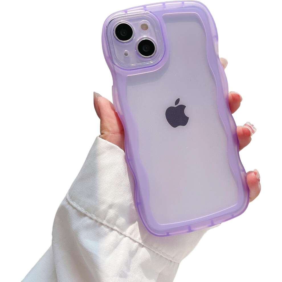 Wave Border Clear Phone Case For Iphone 15 To Se 2020 Purple 9087558904562