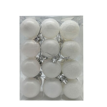 H 24-Piece Christmas Tree Ball Ornaments Set 1.2-Inch Diameter Plastic Hanging Baubles For Home Holiday Party White Color Christmas Decorations