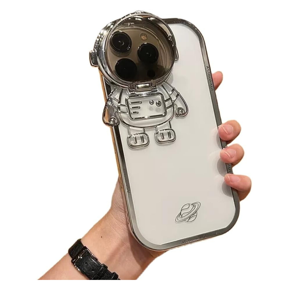 Electroplated Flip Astronaut Case W/ Invisible Stand & Gradient Glitter, Protective Lens DesignâCompatible With Iphone 15/14/13/12/11 Pro Max/Xr 9165521643912