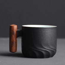 Decorative Ceramic Mug Wooden Handle Coffee Cup, Tea Cup, Gradient Glaze, Exquisite Ceramic Small Cup Large Ceramic Mug