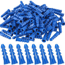 1000pcs Ribbed Plastic Anchors #10-12 x 1" for Drywall, Hollow Walls & Concrete – Blue Screw Anchors for Pictures, Art, Decor – Compatible with