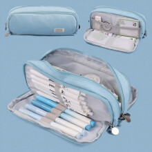 Large Capacity Pencil Case 3 Compartments Pencil Bag for Teen Campus Supplies Oxford Stationery Organizer Pen Bag Multipurpose Makeup Pouch Bag