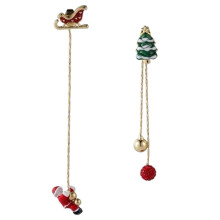 Christmas Themed Earrings Asymmetric Long Tassels Drop Earrings Ear Accessories for Holiday Parties and Gatherings