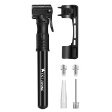WEST BIKING Bike Pump, 100 PSI Portable Bike Tire Inflator Pump Cycling Accessories, Universal Small High Pressure Ball Needle Accessories (Black)